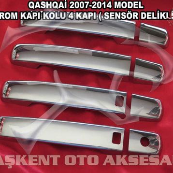 Nissan Qashqai Sensörlü 2007 2014 Paslanmaz Çelik 4 Kapı Krom Kapı Kolu