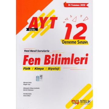 Nitelik Yayınları AYT Fen Bilimleri Özel 12 Deneme Sınavı