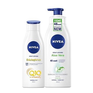 Nivea 250 ml Q10 Sıkılaştırıcı Vücut Losyonu+400 ml Aloe Vera Pump Losyon Set