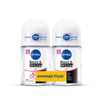 Nivea Black and White Invisible Clear 2x25 ml Kadın Mini Deodorant Roll-On