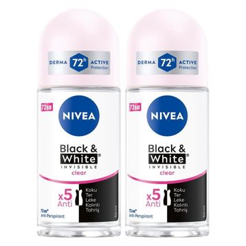 Nivea Black White Clear 2x50 ml Kadın Roll-On