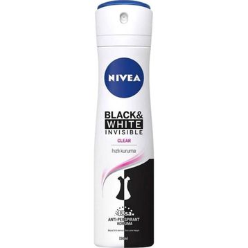 Nivea Black White Invisible Clear 150 ml 72 Saat Anti-Perspirant Kadın Sprey Deodorant