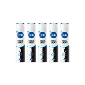 Nivea Black White Invisible Pure 5x150 ml Kadın Deodorant