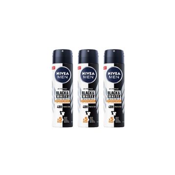 Nivea Black White Ultimate Impact 3x150 ml Erkek Sprey Deodorant