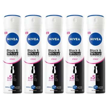 Nivea Black&White Invisible Clear 5x150 ml Kadın Sprey Deodorant