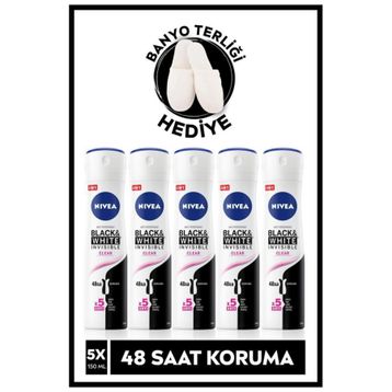 Nivea Black&White Invisible Clear 5x150 ml Kadın Sprey Deodorant