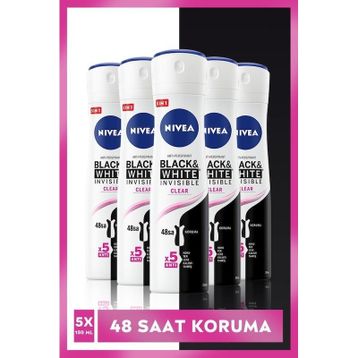 Nivea Black&White Invisible Clear 5x150 ml Kadın Sprey Deodorant