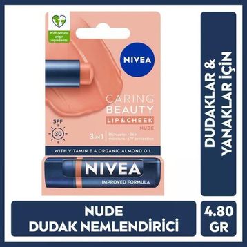 Nivea Caring Beauty Nude 4.8 gr SPF30 Renkli Dudak Kremi