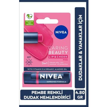 Nivea Caring Beauty Pembe SPF30 4.8 gr Renkli Dudak Bakım Kremi ve Yanak Balmı