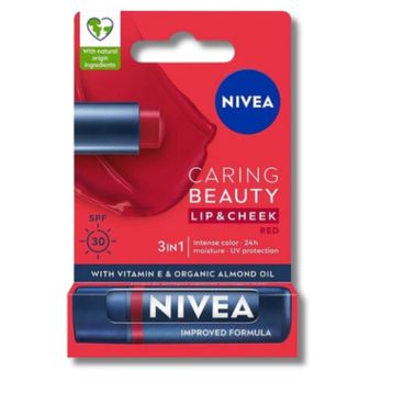 Nivea Caring Beauty SPF30 Red 4.8 gr Renkli Dudak Kremi ve Yanak Balmı