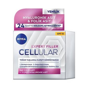 Nivea Cellular Expert Filler 50 ml SPF15 Hyaluronik Asit Yoğun Yaşlanma Karşıtı Gündüz Bakım Yüz Kremi
