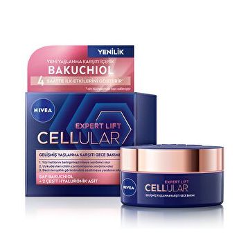 Nivea Cellular Expert Lift Doğal Retinol 50 ml Alternatifi Saf Bakuchiol ve Hyaluronik Asit İçeren Gece Kremi