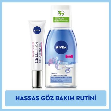 Nivea Çift Etkili Göz Makyaj Temizleyici 125 ml ve 15 ml Cellular Dolgunlaştırıcı Göz Bakım Kremi