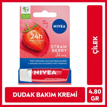 Nivea Çilek Renkli Nemlendirici 4.8 gr Dudak Bakım Kremi ve Parlatıcısı