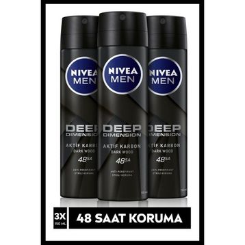 Nivea Deep Dimension Aktif Karbon Amazonia 3x150 Ml Deodorant