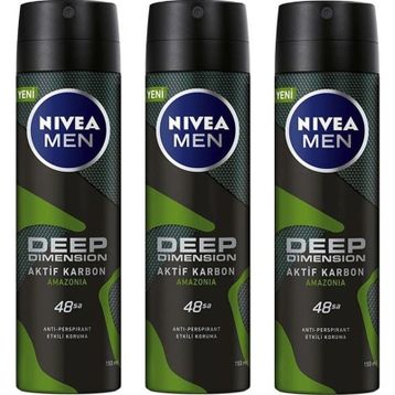 Nivea Deep Dimension Aktif Karbon Amazonia 3x150 Ml Deodorant