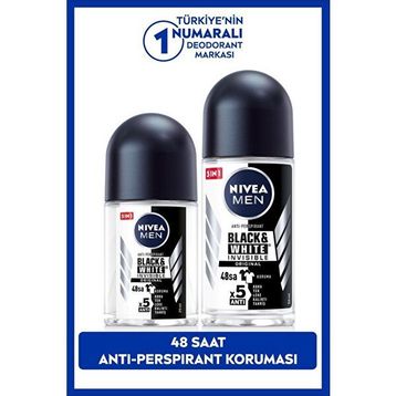 Nivea Deodorant Deep Dimension Amazonia 50 ml Men Erkek Roll-On ve Black White Invisible Original Mini 25 ml Roll-On