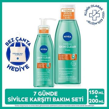 Nivea Derma Skin Clear 150 ml Yüz Temizleme Jeli + 200 ml Tonik Set