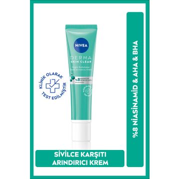 Nivea Derma Skin Clear %8 Niasinamid Night Exfoliator 40 ml Gece Arındırıcı Sivilce Karşıtı Krem