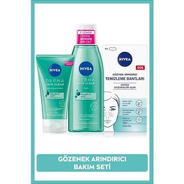 Nivea Derma Skin Clear Sivilce Karşıtı Peeling 150 ml Tonik 200 ml T-Bölgesi & Siyah Nokta Temizleyici Bant