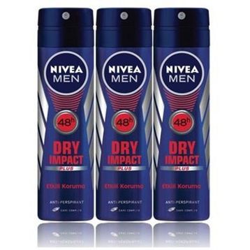 Nivea Dry İmpact Sprey 3x150 ml Erkek Deodorant