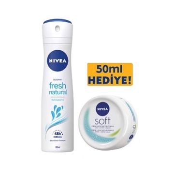 Nivea Fresh Natural 150 ml Kadın Sprey Deodorant + Soft 50 ml Nemlendirici Bakım Kremi