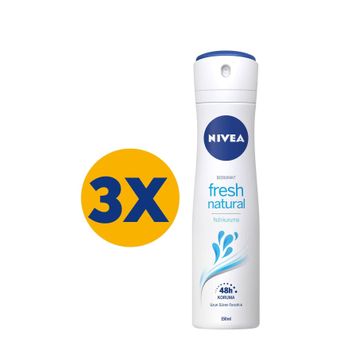 Nivea Fresh Natural 3x150 ml Kadın Sprey Deodorant