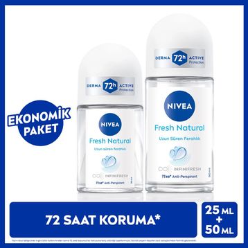 Nivea Fresh Natural 50 ml Kadın Roll-On + 25 ml Roll-On