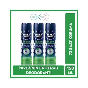 Nivea Fresh Sensation 3x150 ml Erkek Sprey Deodorant