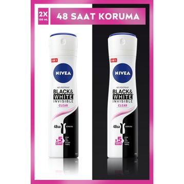 Nivea Invisible Black & White Clear 2x150 ml Kadın Sprey Deodorant