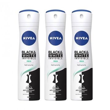 Nivea Invisible Black White Fresh 3x150 ml Kadın Sprey Deodorant