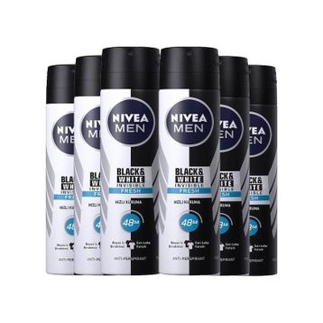 Nivea Invisible Black White Fresh Erkek 6x150 ml Sprey Deodorant