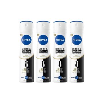 Nivea Invisible Black White İpeksi Pürüzsüzlük 4x150 ml Kadın Sprey Deodorant