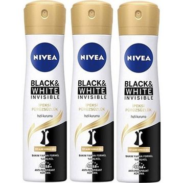Nivea Invisible Black White İpeksiz Pürüzsüzlük 3x150 ml Kadın Sprey Deodorant