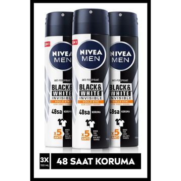 Nivea Invisible Black&White 3x150 ml Erkek Deodorant