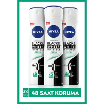 Nivea Invisible Black&White Clear 3x150 ml Kadın Sprey Deodorant