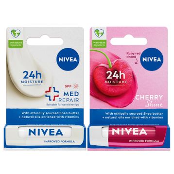 Nivea Kiraz 4.8 gr ve Med Repair SPF 15 4.8 gr Dudak Bakım Kremi