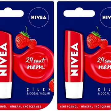 Nivea Lip Care 2x5.5 ml Çilekli Dudak Nemlendirici Lipstick