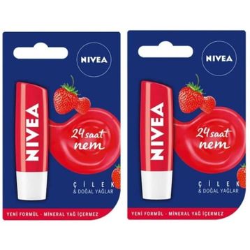 Nivea Lip Care 2x5.5 ml Çilekli Dudak Nemlendirici Lipstick