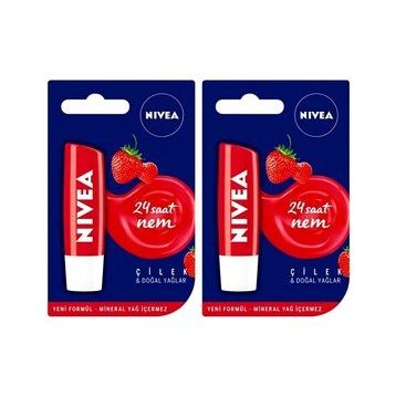 Nivea Lip Care 2x5.5 ml Çilekli Dudak Nemlendirici Lipstick