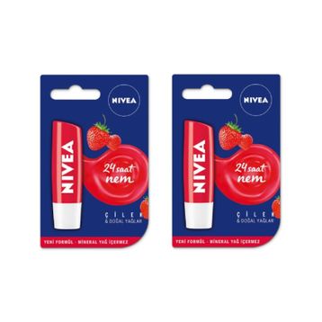 Nivea Lip Care 2x5.5 ml Çilekli Dudak Nemlendirici Lipstick