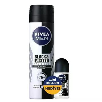 Nivea Men Black White 150 ml Sprey 25 ml Roll-On Deodorant Seti