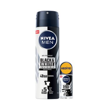 Nivea Men Black White 150 ml Sprey 25 ml Roll-On Deodorant Seti