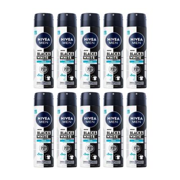 Nivea Men Black White Invisible Fresh 10x150 ml Erkek Deodorant