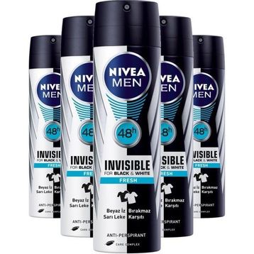 Nivea Men Black White Invisible Fresh 5x150 ml Erkek Deodorant