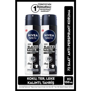 Nivea Men Black White Invisible Original 2x150 ml Erkek Sprey Deodorant