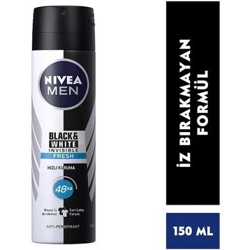 Nivea Men Black&White Invisible Fresh 150 ml Erkek Sprey Deodorant