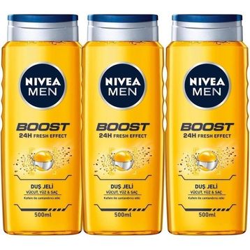 Nivea Men Boost 500 ml Duş Jeli + Deep Dimension 200 ml Traş Jeli + Deep Dimension 150 ml Deodarant Sprey