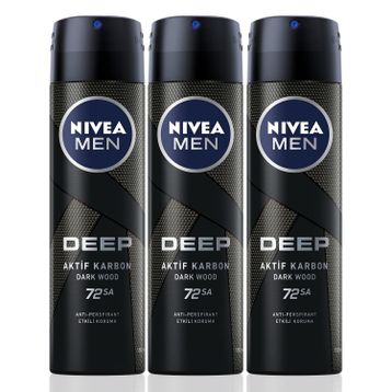 Nivea Men Deep Dimension 48 Saat Anti Perspirant Koruma 3x150 ml Erkek Sprey Deodorant