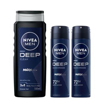 Nivea Men Deep Dimension 500 ML Duş Jeli ve Deep Dimension 150 ML Erkek Sprey Deodorant